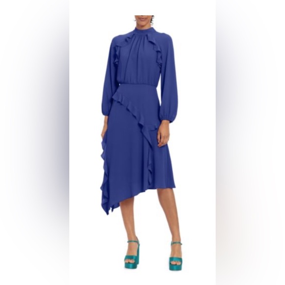Donna Morgan Dresses & Skirts - Mockneck Ruffle Midi Dress
